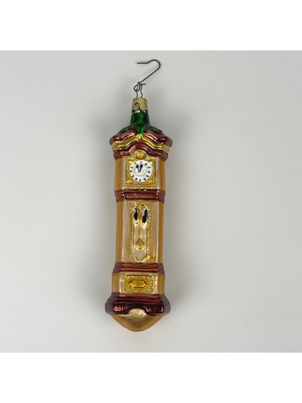 Vintage Inge Hand-Blown Glass Grandfather Clock Ornament 7" Germany